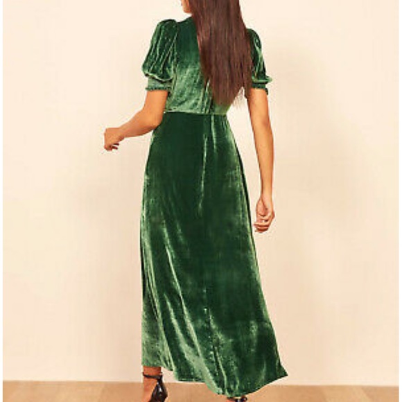 Reformation Peonie Dress Emerald - Picture 4 of 12
